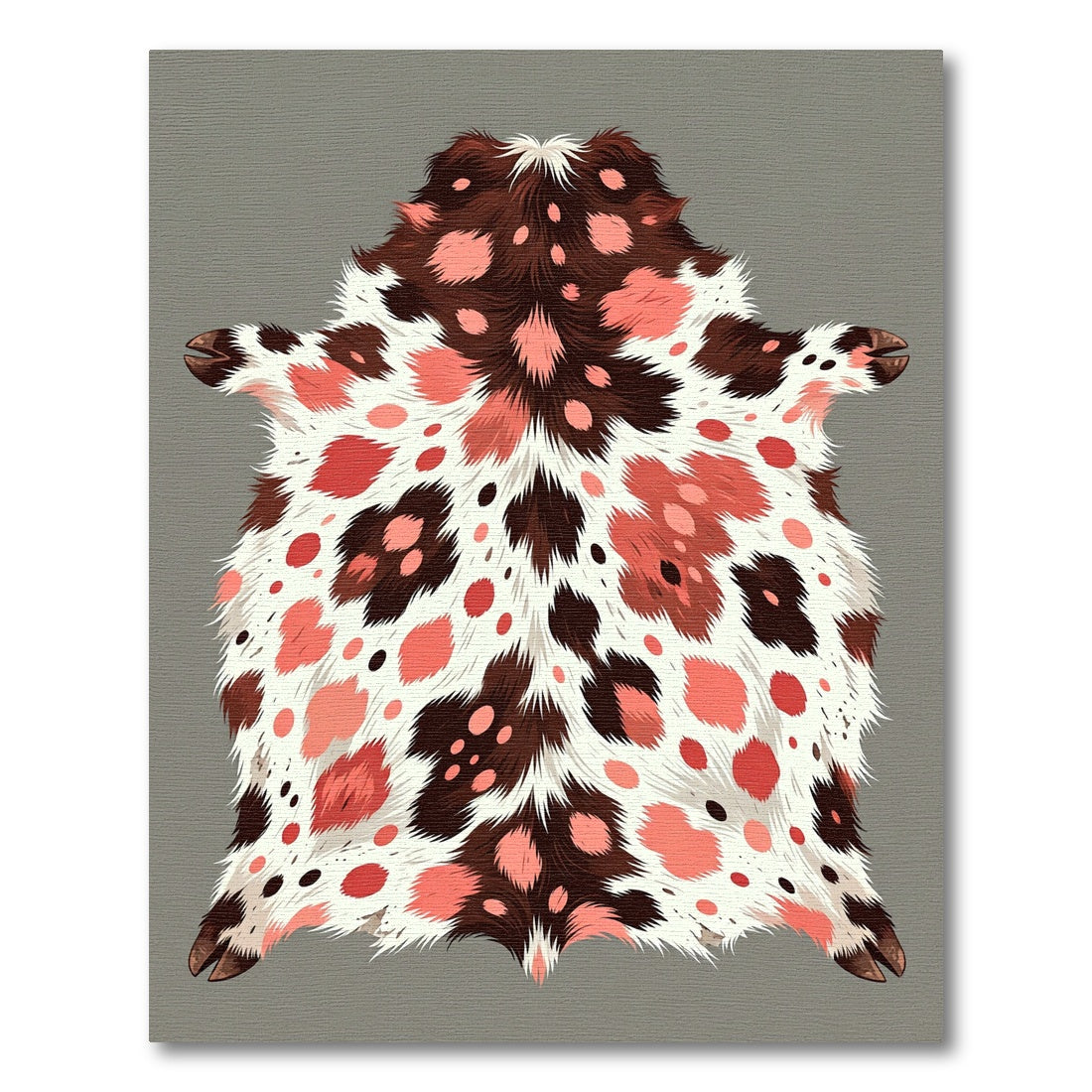 Spotted Hide Red Pink Cow Rug