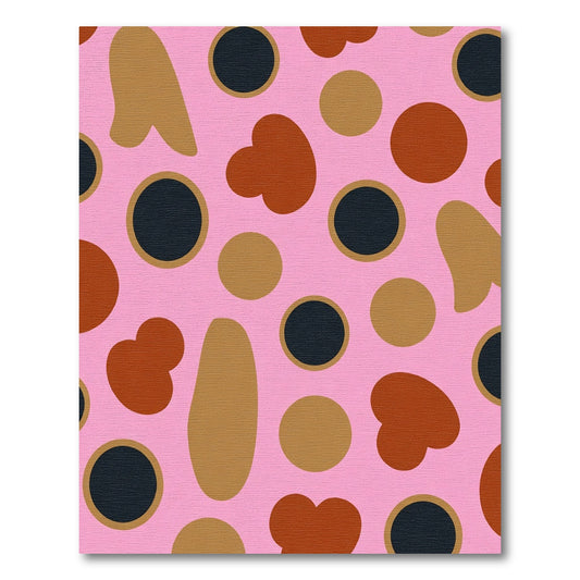 Pink Ochre Brown Abstract Shapes Rug