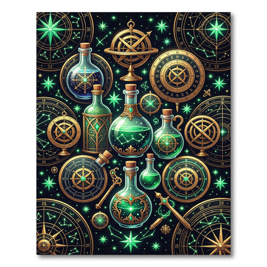 Celestial Emerald Alchemy Astronomy Map Rug