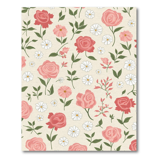 Charming Pink Rose Daisy Garden Rug