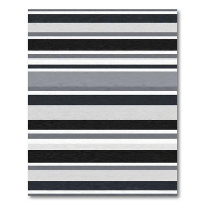 Modern Gray Black Horizontal Stripe Rug