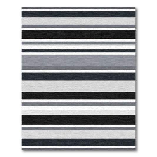 Modern Gray Black Horizontal Stripe Rug