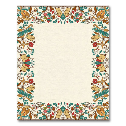 Ornate Floral Animals Border Rug