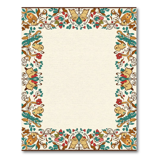Ornate Floral Animals Border Rug