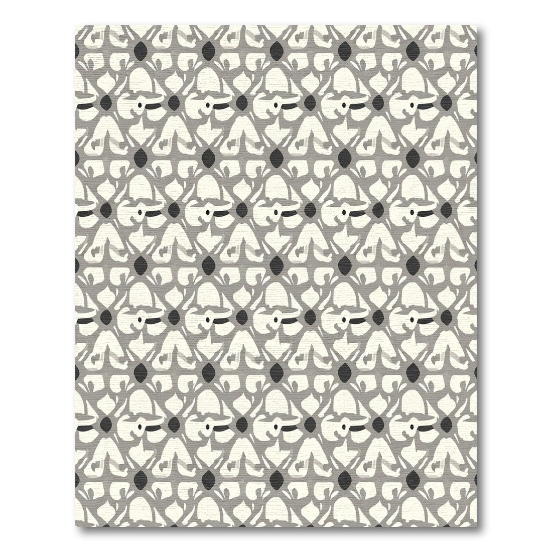 Geometric Ivory Gray Lattice Rug