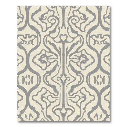 Gray Cream Ornamental Damask Rug