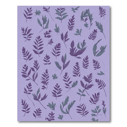 Purple Green Leafy Botanical Pattern Rug