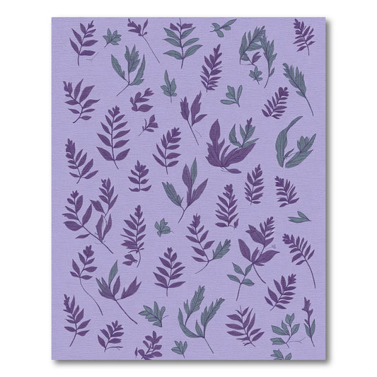 Purple Green Leafy Botanical Pattern Rug
