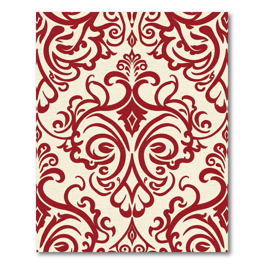 Crimson Classic Damask Scroll Rug