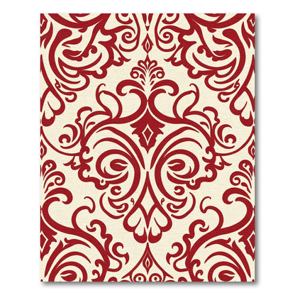 Crimson Classic Damask Scroll Rug