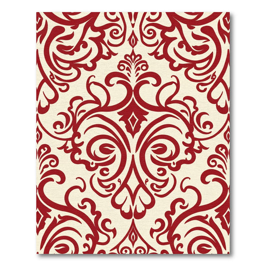 Crimson Classic Damask Scroll Rug