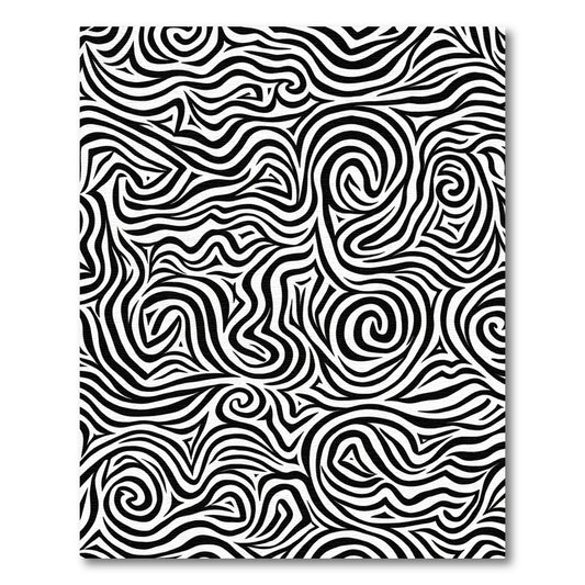 Abstract Black White Swirl Rug