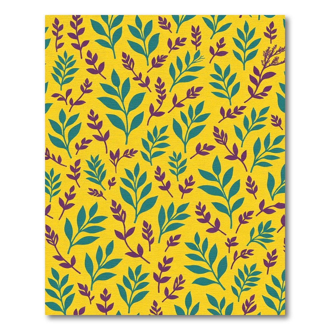 Teal Purple Foliage On Yellow Rug