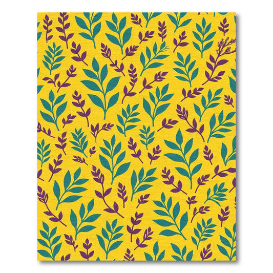 Teal Purple Foliage On Yellow Rug