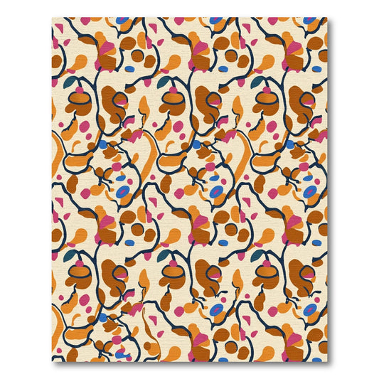 Abstract Earthy Tone Botanical Swirl Rug