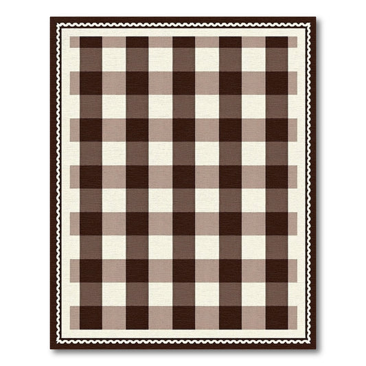 Warm Brown Beige Plaid Rug