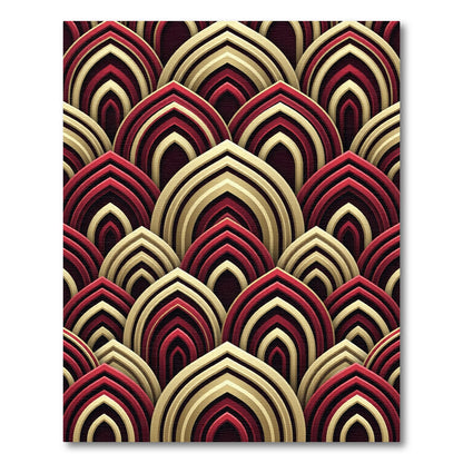 Crimson Gold Layered Arch Geometric Rug