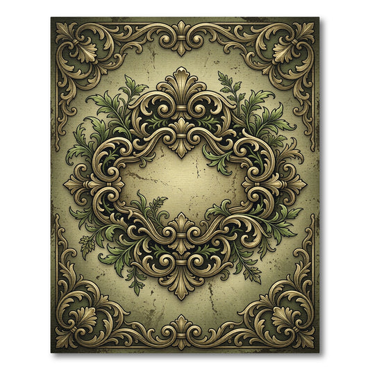 Ornate Antique Gold Scroll Acanthus Rug