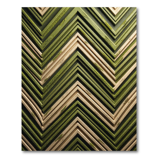 Zigzag Woodland Green Natural Wood Rug