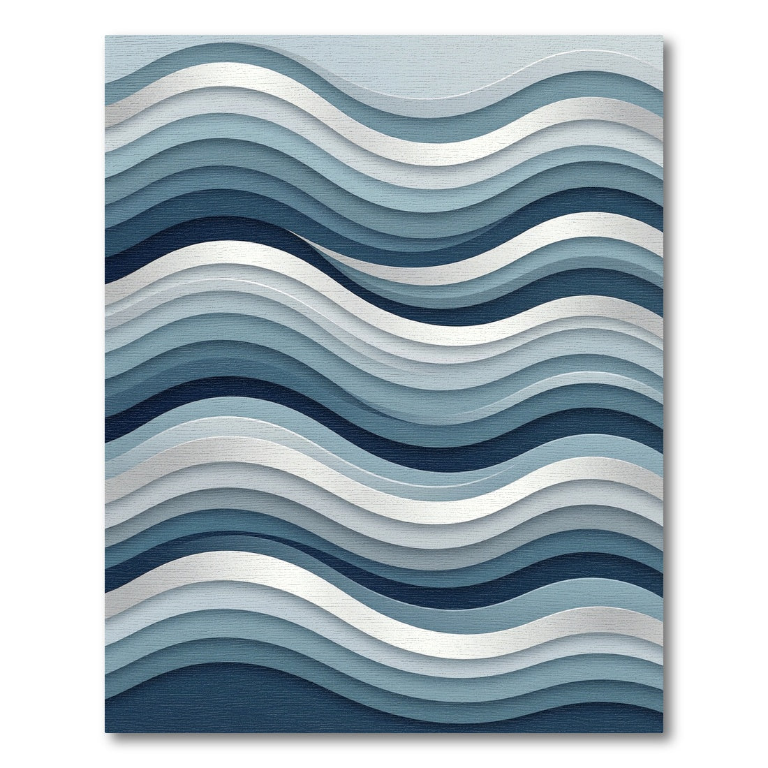 Modern Navy and Slate Wavy Stripe Rug