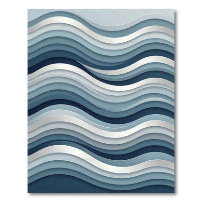 Modern Navy and Slate Wavy Stripe Rug
