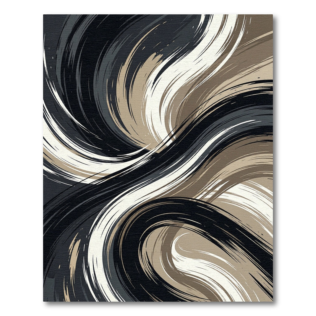 Abstract Monochrome Swirls Earthy Tone Rug