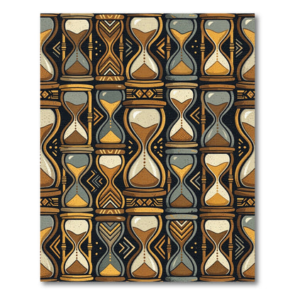 Mid Century Golden Hourglass Geometric Art Rug