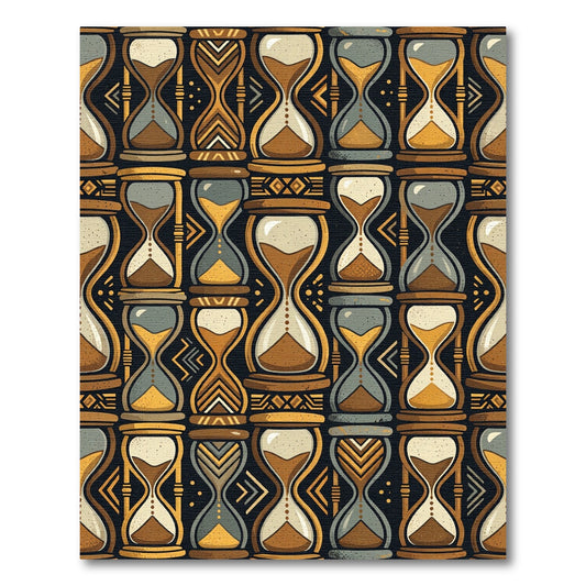 Mid Century Golden Hourglass Geometric Art Rug