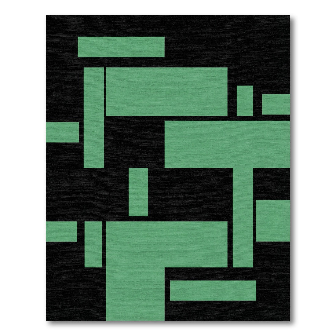 Geometric Sage Green Minimalist Block Composition Rug