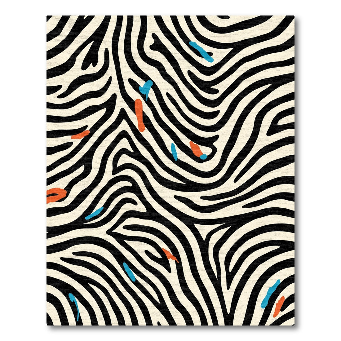 Cream Black Wavy Zebra Splatter Rug
