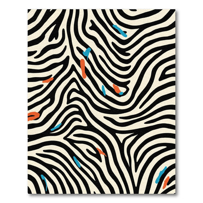 Cream Black Wavy Zebra Splatter Rug