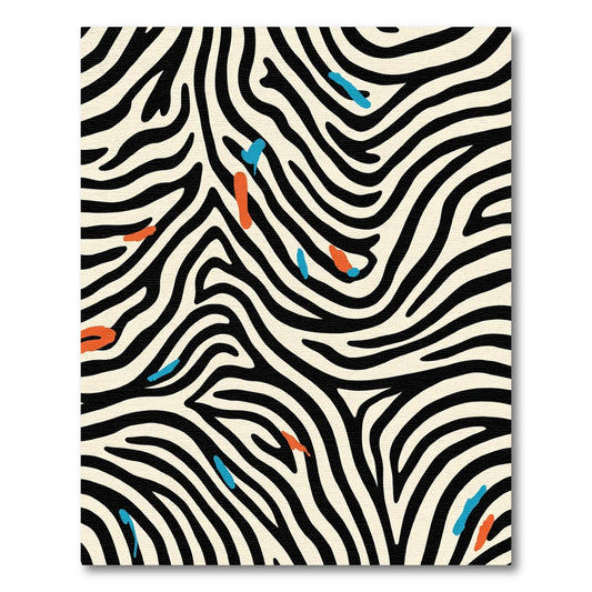 Cream Black Wavy Zebra Splatter Rug