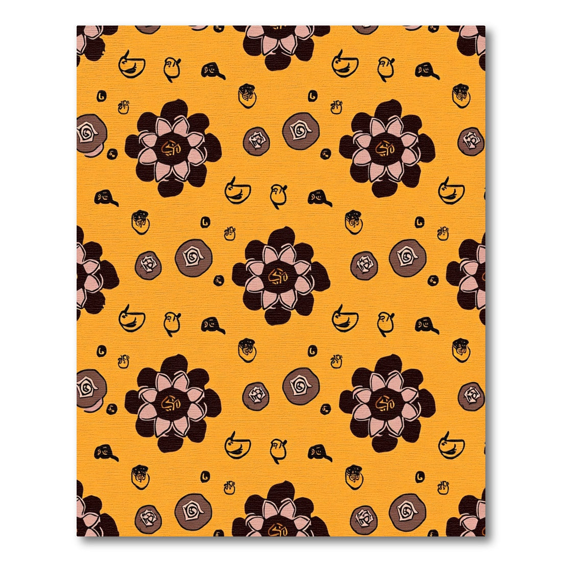 Brown and Pink Floral Medallion Rug