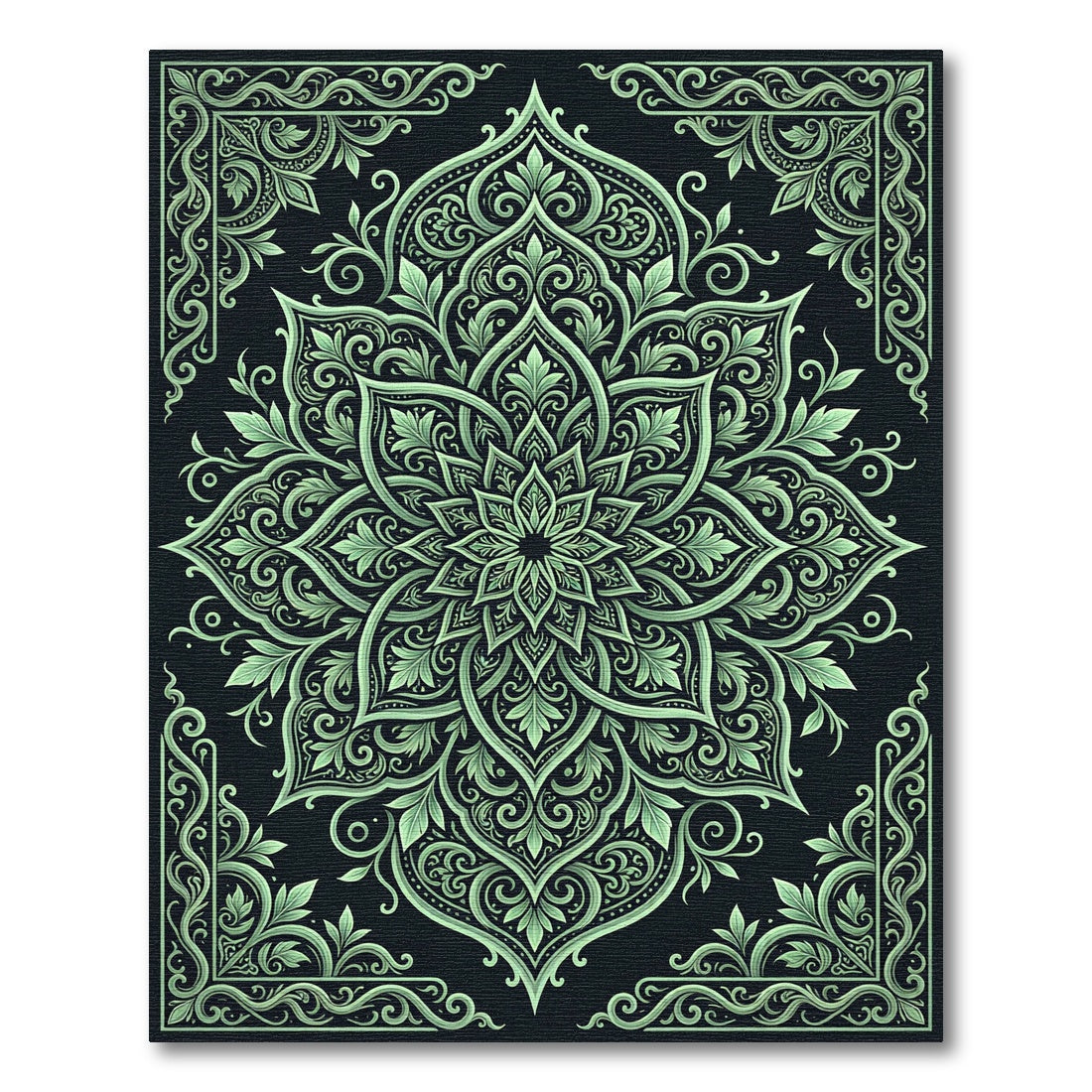 Mint Green Mandala Art Rug