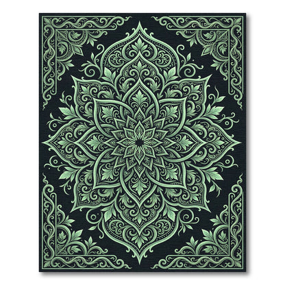 Mint Green Mandala Art Rug