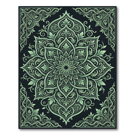 Mint Green Mandala Art Rug