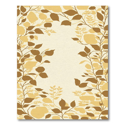 Earthy Brown Beige Botanical Branches Rug