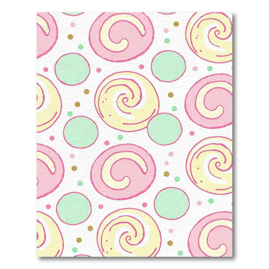 Sweet Pink Yellow Swirl Circles Rug