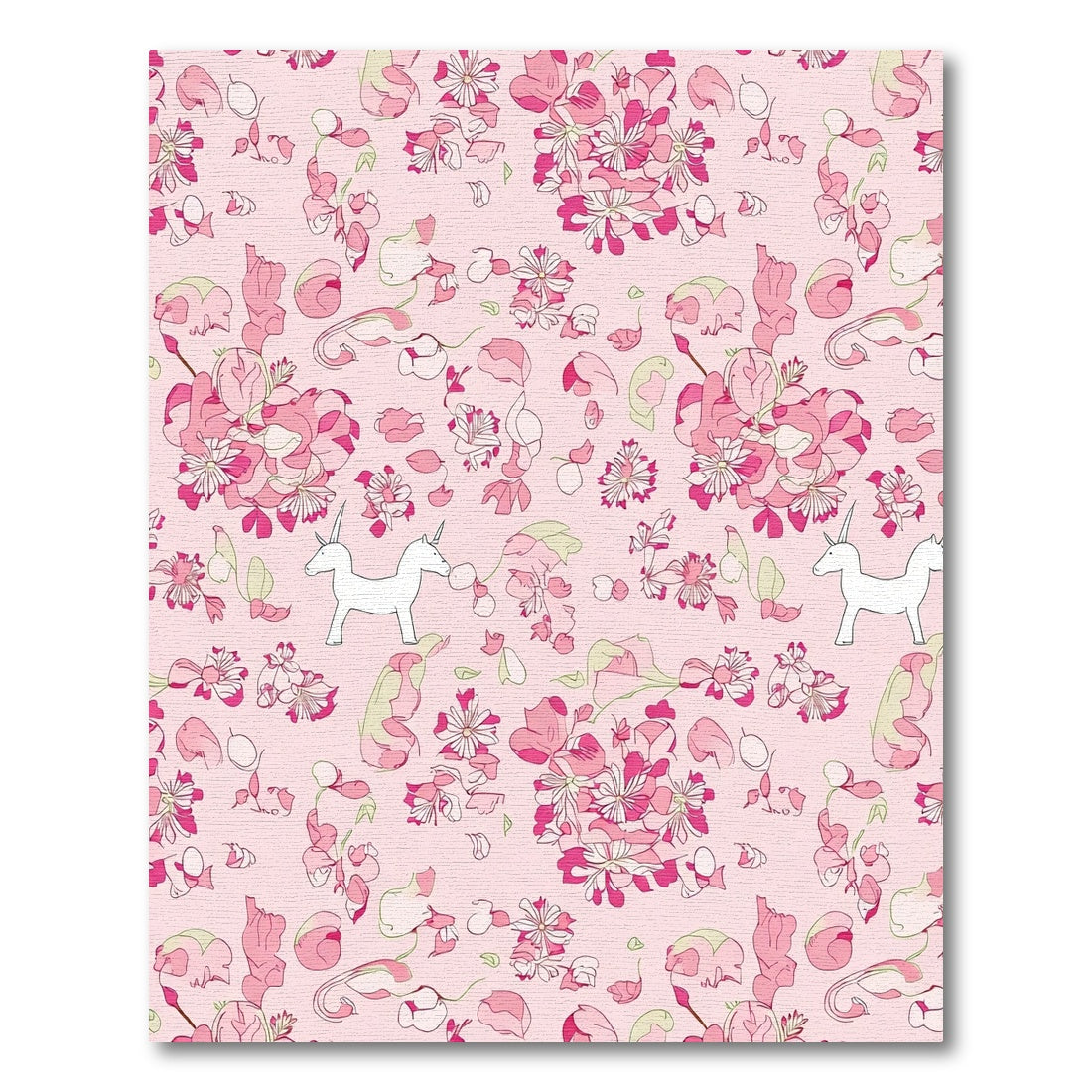 Pink Floral Unicorn Meadow Rug