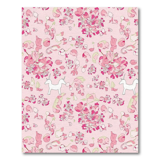 Pink Floral Unicorn Meadow Rug