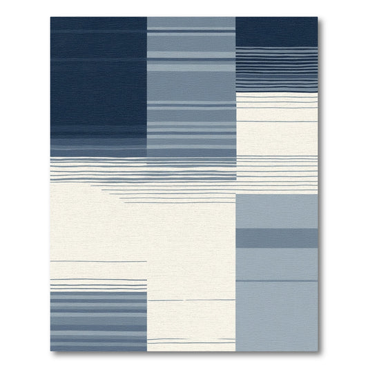Cool Tones Abstract Stripe Collage Rug