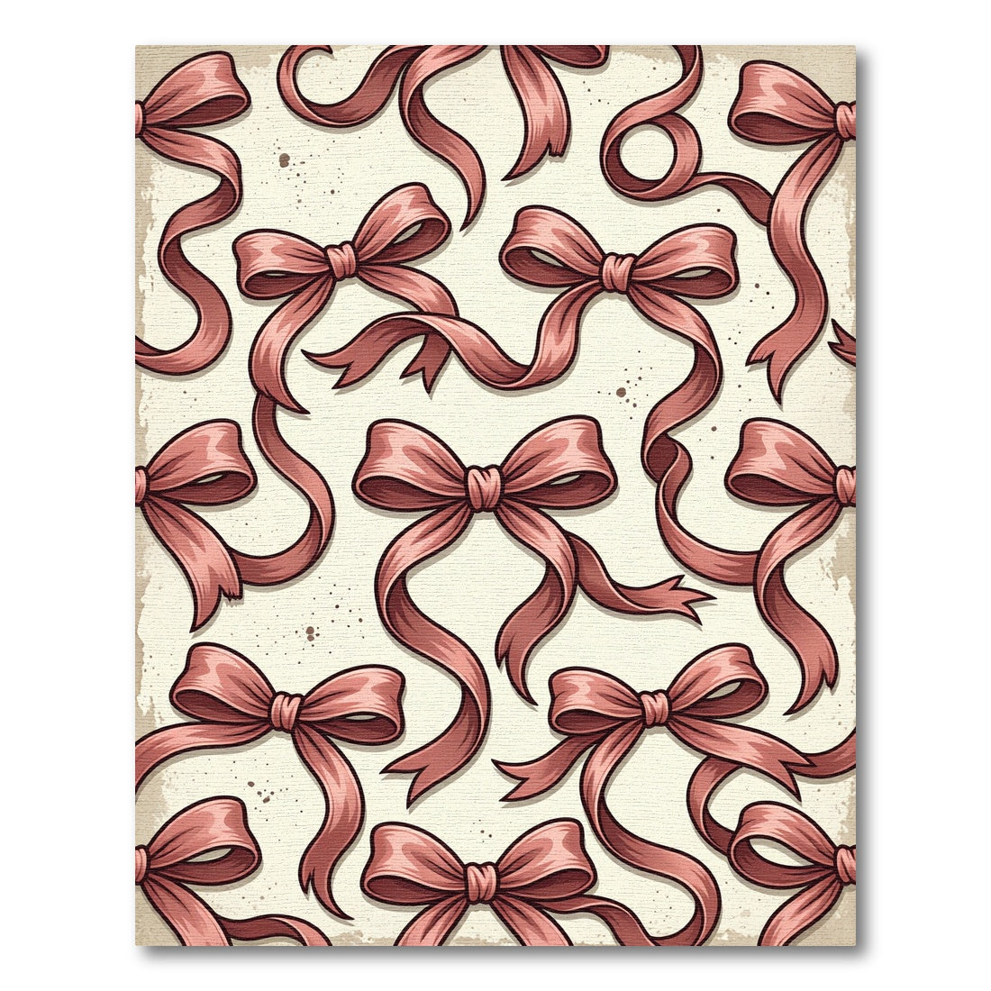 Vintage Dusty Rose Ribbon Bows Rug