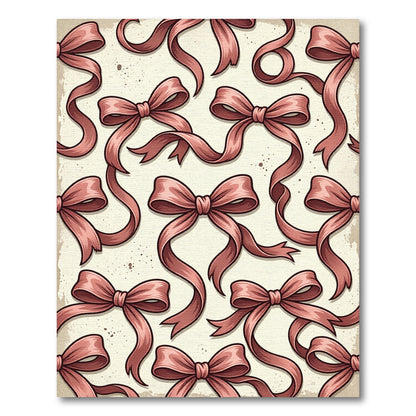 Vintage Dusty Rose Ribbon Bows Rug