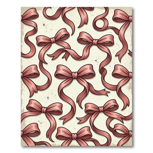 Vintage Dusty Rose Ribbon Bows Rug