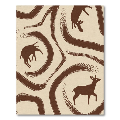 Cave Art Brown Deer Narrative Flow Rug