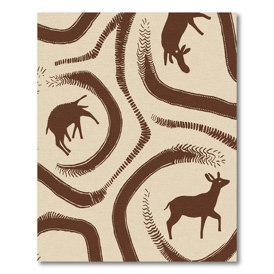 Cave Art Brown Deer Narrative Flow Rug