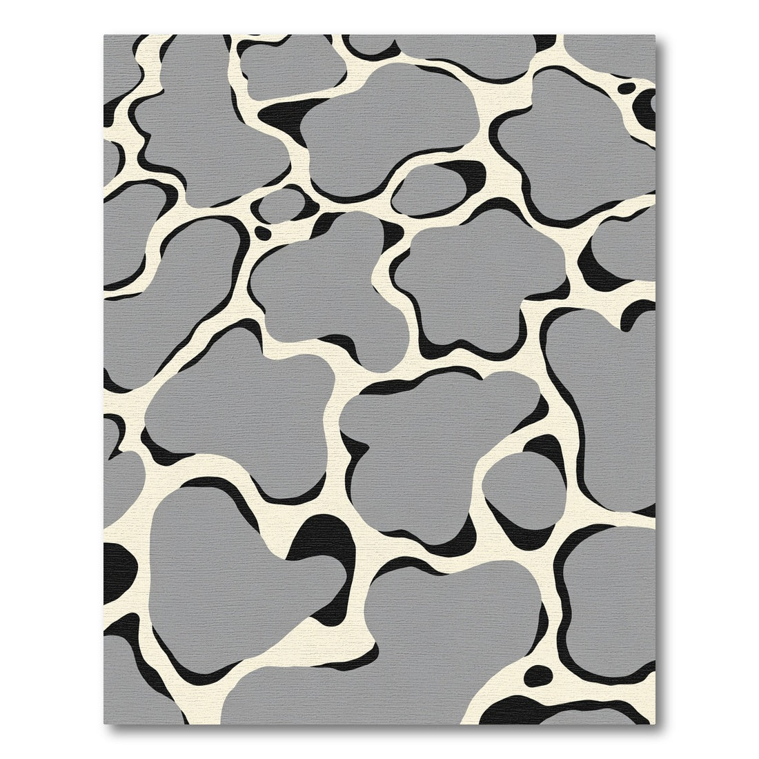 Modern Gray Organic Blob Composition Rug