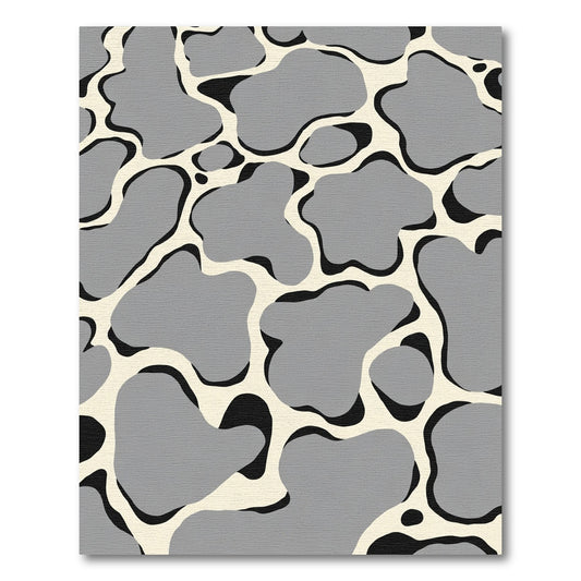 Modern Gray Organic Blob Composition Rug