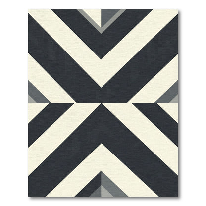 Modern Monochrome Sharp Geometric Chevron Rug