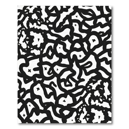 Monochromatic Organic Line Art Rug